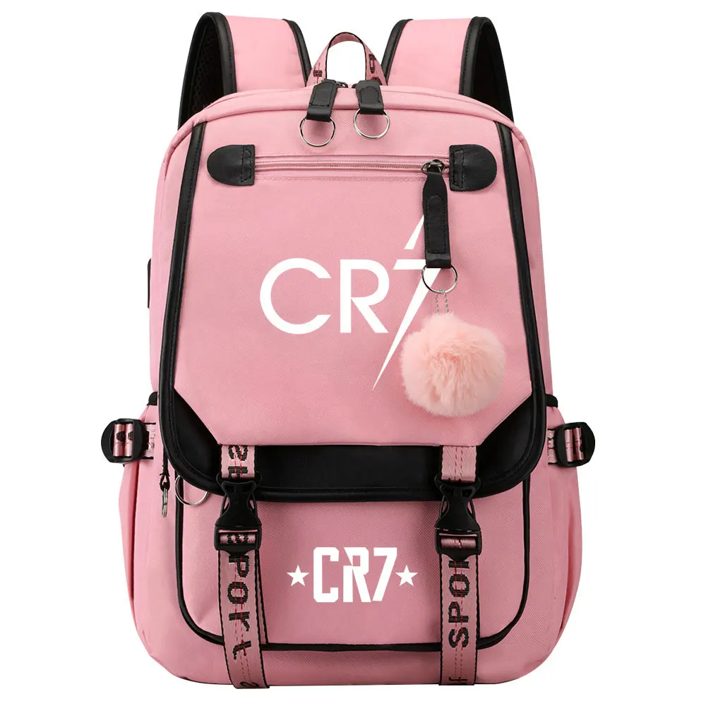 CR7 Backpack Patchwork Teens Girls Boys School Shoulder Bag Waterproof Canvas Bagpack High Capacity Mochila Escolar