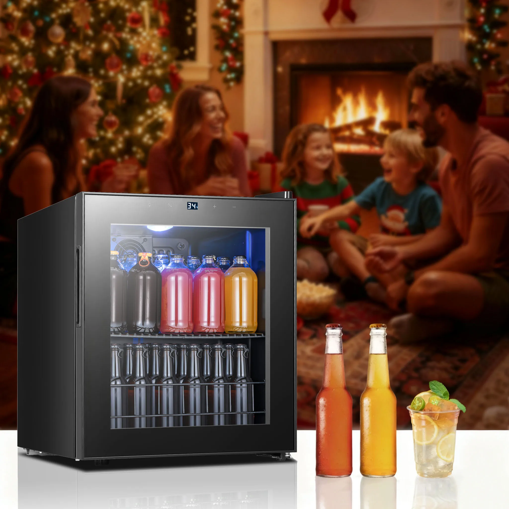 

Yeego Beverage Refrigerator Cooler - 62/77/95/102/141 Cans Drink Cabinets with 34°F-54°F Digital Temperature Control for Home