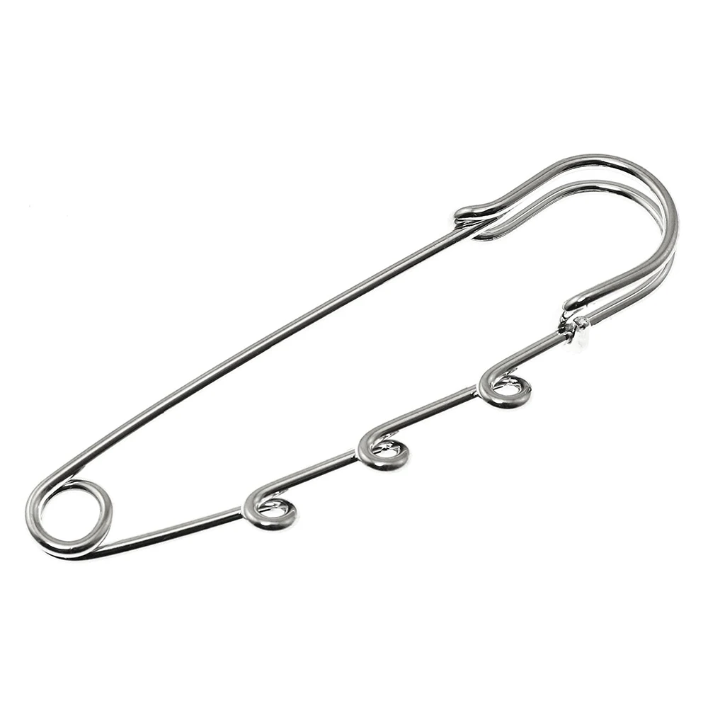 50pcs 5cm/2inches Heavy Duty Silver Safety Brooches Kilt Pins with 3 Loops for Jewelry makingKnitted Fabric&DIY Crafts Gift