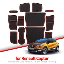 ZUNDUO Gate Slot Cup Mat for Renault Captur 2 2019 2020 Interior Accessories Anti-Slip Door Groove Pad Non-Slip Rubber Coaster