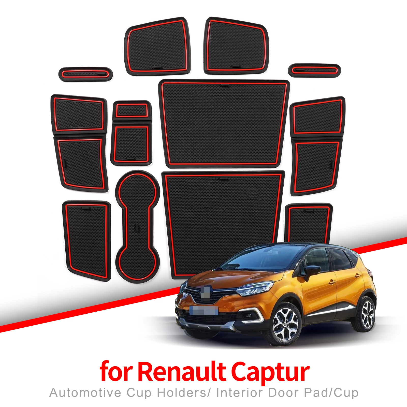 ZUNDUO Gate Slot Cup Mat for Renault Captur 2019 2020 Interior Accessories Anti-Slip Door Groove Pad Non-Slip Rubber Coaster