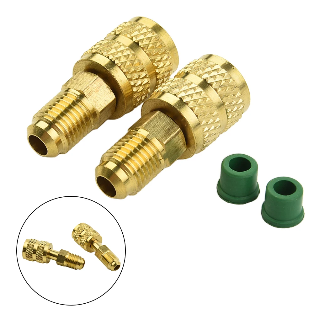 Set of 2 R32 R410a Air Conditioner Adapter 5/16 SAE Female to 1/4 SAE Male For Valve Connector for HVAC Systems