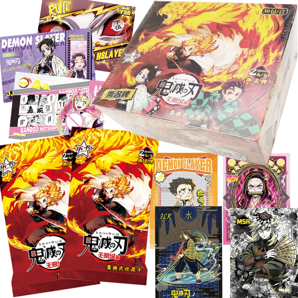 

Popular Japanese Anime Demon Slayer Cards Q-version Cute Fun Design UR Theme Character Collection Cards Booster Box Table Toys