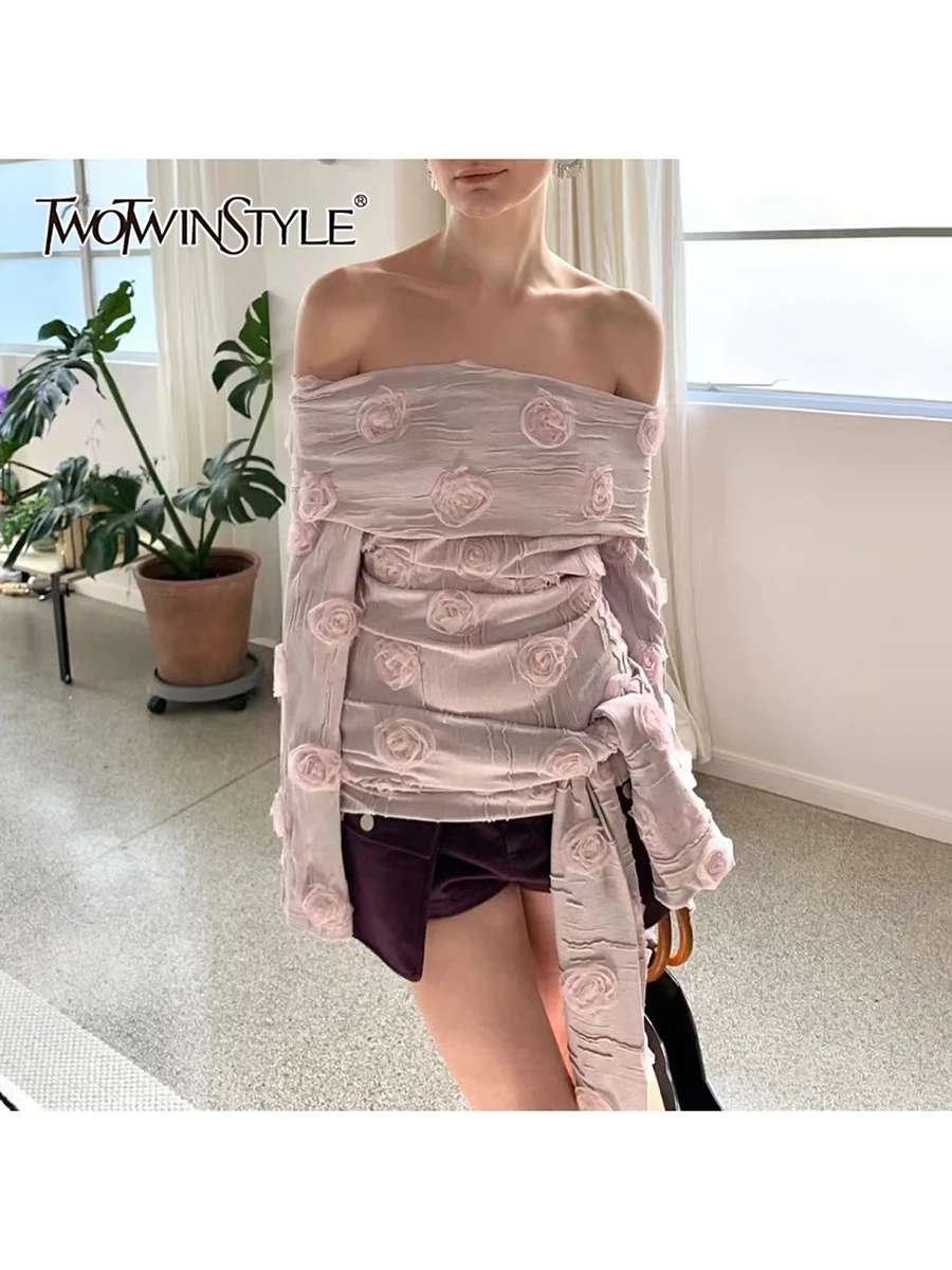 

TWOTWINSTYLE элегантные жилеты для похудения с аппликацией для женщин, лоскутный жилет с разрезом на шее и длинными рукавами, женская одежда, новинка