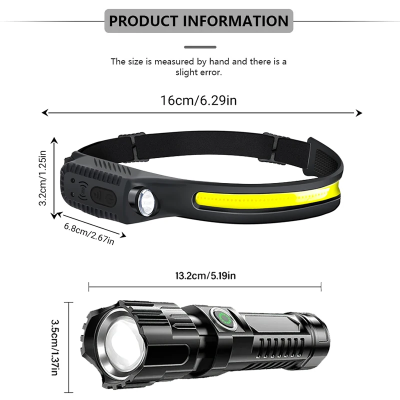 Super Bright LED Flashlight Type-C Rechargeable Long Range Tactical Torch Outdoor Waterproof Emergency Camping Fishing Lantern