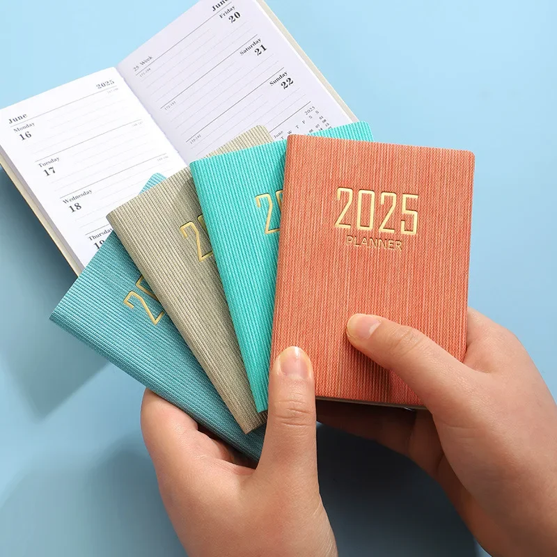 A7 2025 Agenda Book Portable Pocket with Calendar Notebooks Diary Weekly Planner Students