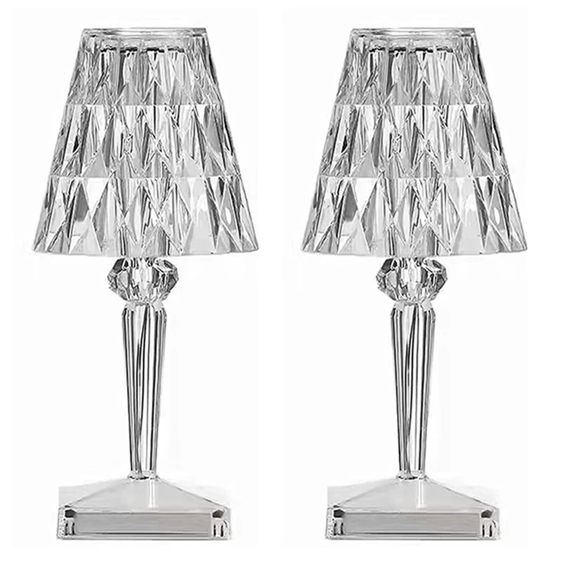 A71Z 2X 16Colors Diamond Table Lamp Crystal LED Bar Table Lamp Rechargeable Touch Sensor Dimming Bedside Lamps