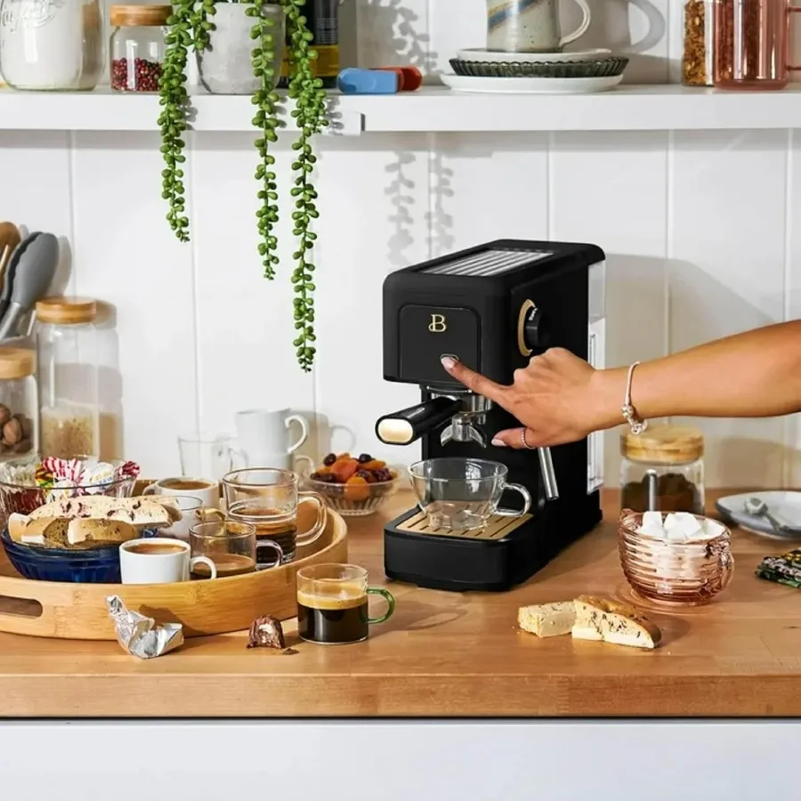 ماكينة إسبريسو رفيعة مدمجة 20 بار للاستخدام المنزلي والمكتبي، كوب من الفولاذ المقاوم للصدأ قابل للبرمجة وقابل للبرمجة