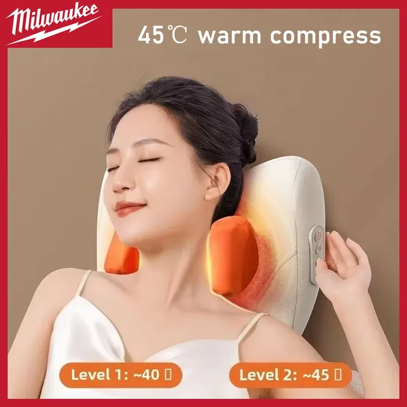 Milwaukee Trapezius Elektrisches Massagekissen, kabelloses Auto- und Heimmassagegerät, Heizung, Taille, Hals, Bein, Halswirbelsäule, Shiatsu-Kneten
