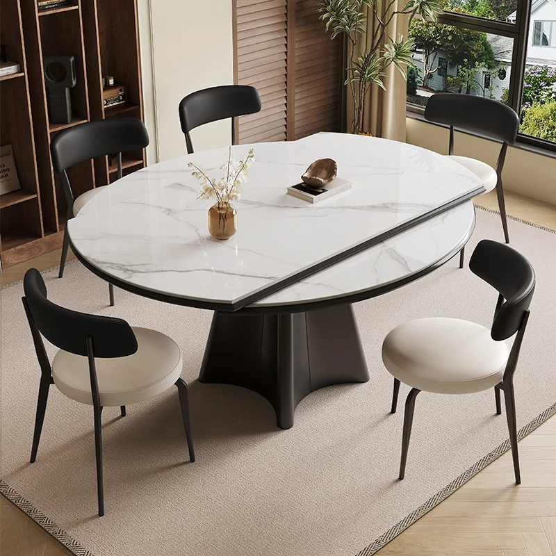 

Extendable Oval Dining Table Folding Luxury Turntables Side Dining Table Multifunctional Design Mesas De Jantar Home Furniture