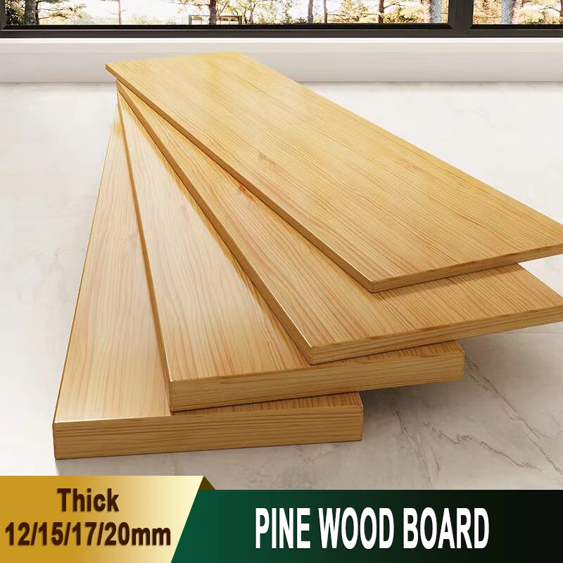 Tablero de madera de pino macizo, lámina de madera de 12/15/17/20mm de grosor, material para manualidades, accesorios de decoración, longitud de 300-500mm, 1/2 unidades