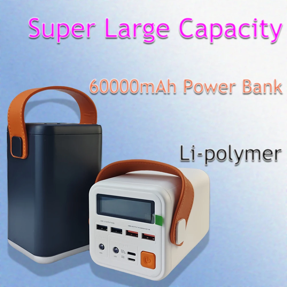 

60Ah Power Bank with Digital Display Outdoor Camping Large Capacity 18WPD Fast Charging Energy Storage