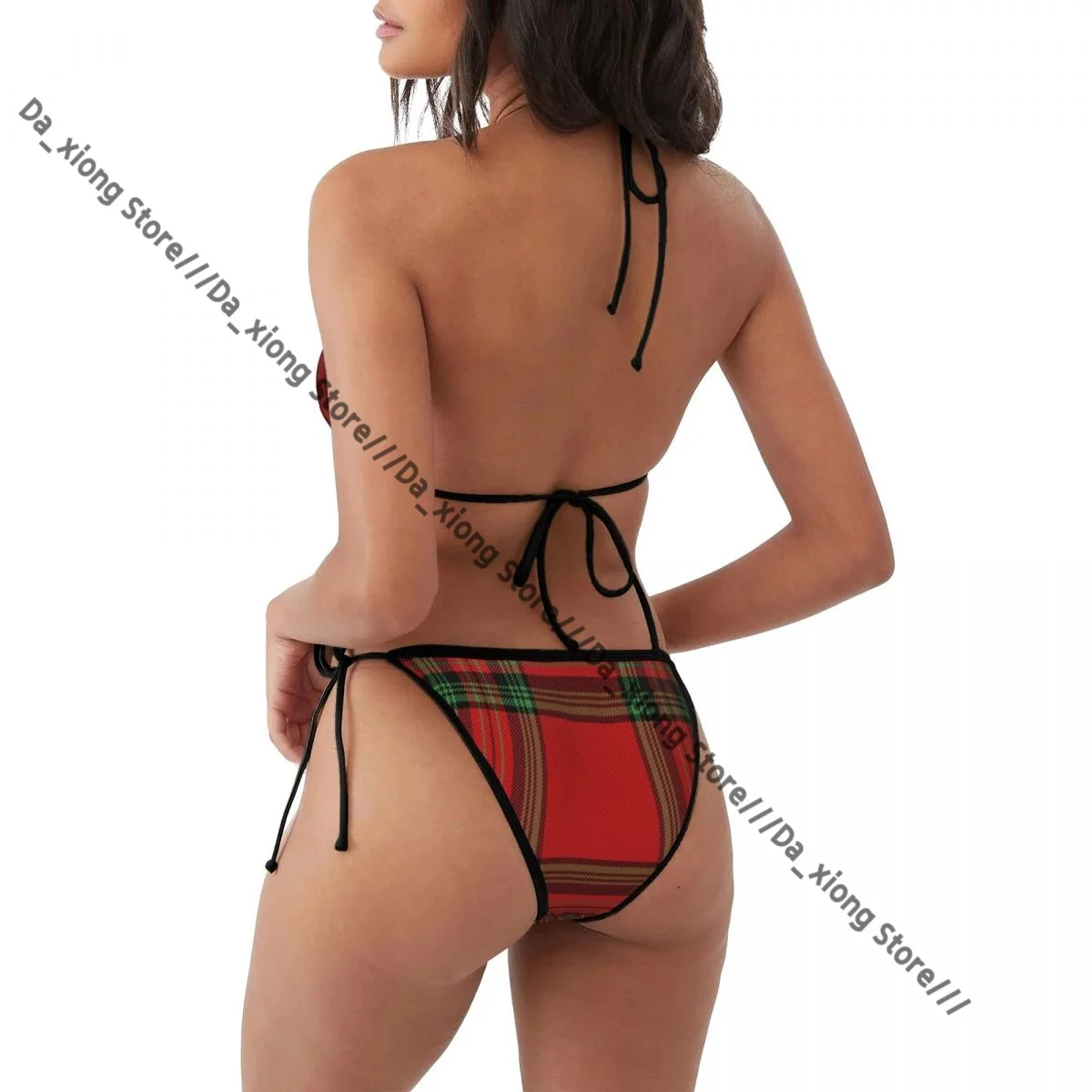 مثير ملابس سباحة نسائية صغيرة الترتان منقوشة الاسكتلندية ملابس السباحة امرأة ثونغ مجموعة البكيني البرازيلي المايوه ملابس الشاطئ