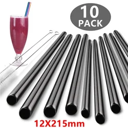 12mm Eco-friendly Reusable 304 Stainless Steel Drinking Straws Set Bent Angled Tips Metal Straw for Smoothie Boba Bubble Tea