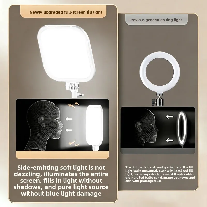 2026 Side Glow Full Panel LED Fill Light Desktop Makeup Lamp for Selfie Live Stream Portrait Photography