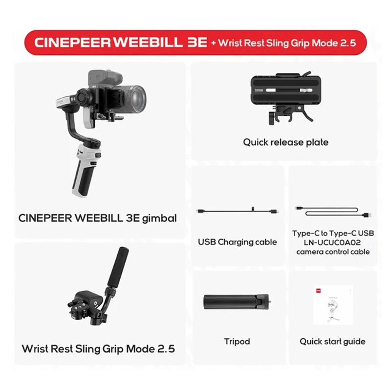 Zhiyun-公式ineper Sweebill 3eカメラスタビライザー、ハンドヘルド