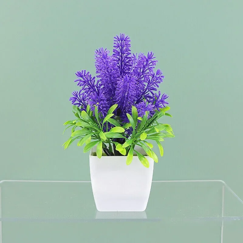 Artificial Potted Flowers Fake False Plant Lavender Home Interior In Pot Plants Decorations Garden Outdoor Ornaments