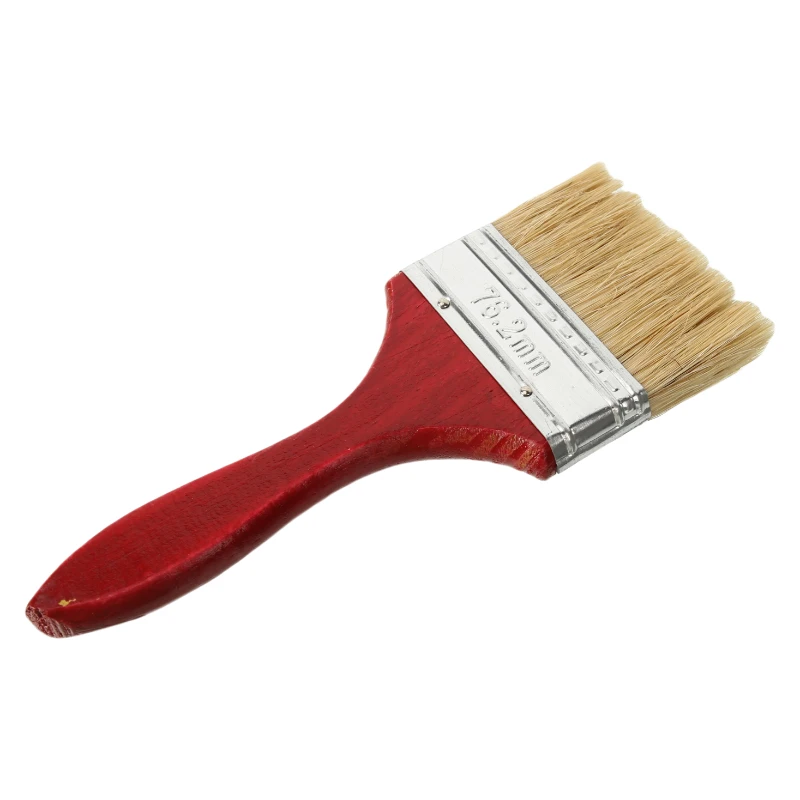 3-Zoll-Pinsel mit natürlichen Borsten und flacher Kante und Holzgriff, Wandbehandlungswerkzeug für Farbe, Lacke, Kleber