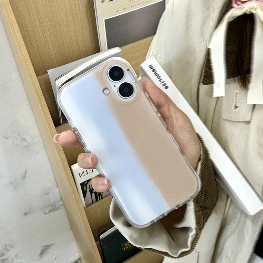 

Simple Art Color Gradient Color Collision Matte Shockproof Protective Phone Cover Case for iPhone 16 15 14 Pro Max