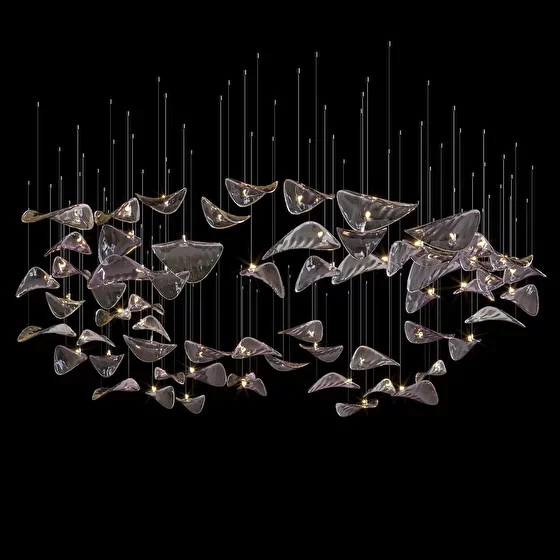 العملاء الفن تصميم طبق من الزجاج الأرجواني قليلا الضوء الثريا قلادة ضوء مشروع الإنارات