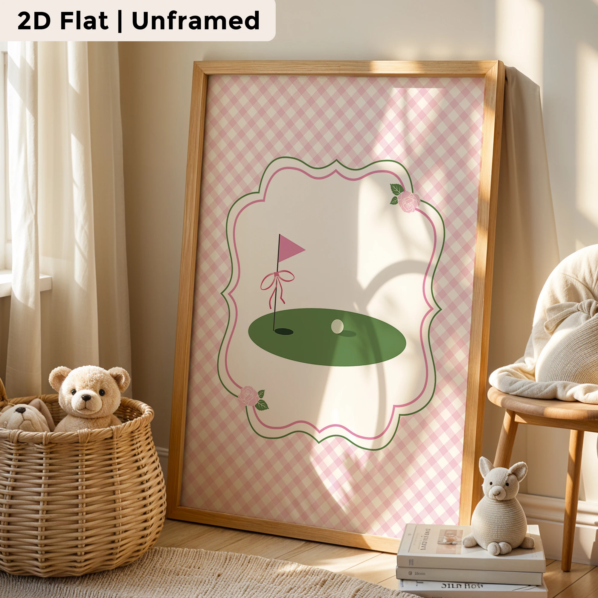 3pcs Modern,Cartoon Pink Golf Sport Wall Art Print Canvas Painting Poster Picture For Living Room,Bedroom,Kids Room Home Decor
