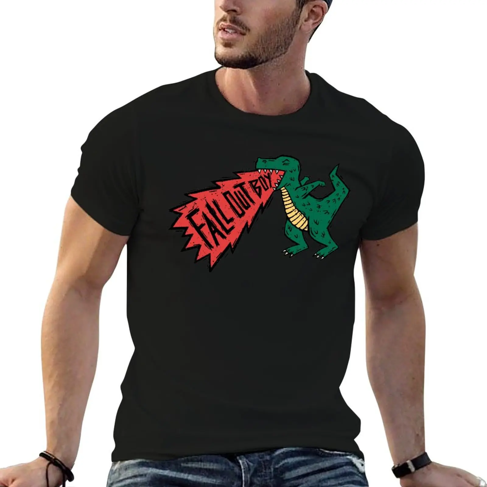 Laser Dinosaur T-Shirt cotton graphic tees cute tops quick drying mens clothes