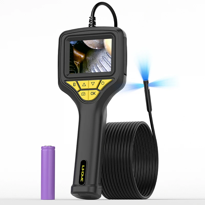 كاميرا المنظار بشاشة IPS مقاس 2.8 بوصة 720P IP67 1-15 متر كابل صلب كاميرا فحص Borescope الصناعية للأنابيب 2600 مللي أمبير في الساعة #1