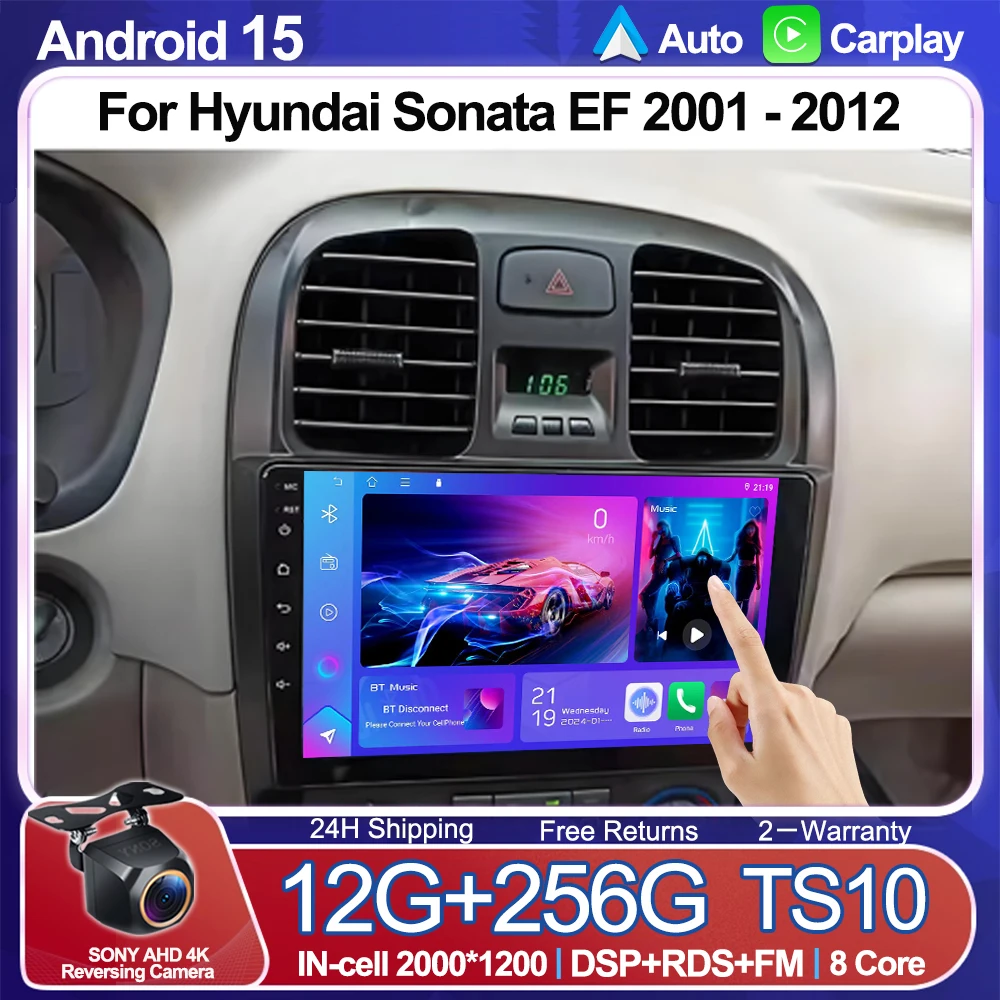 

Android 15 для Hyundai Sonata EF 2001-2012 Автомобильный радиоприемник с навигацией GPS Auto Wireless CarPlay Интеллектуальный мультимедийный сенсорный экран