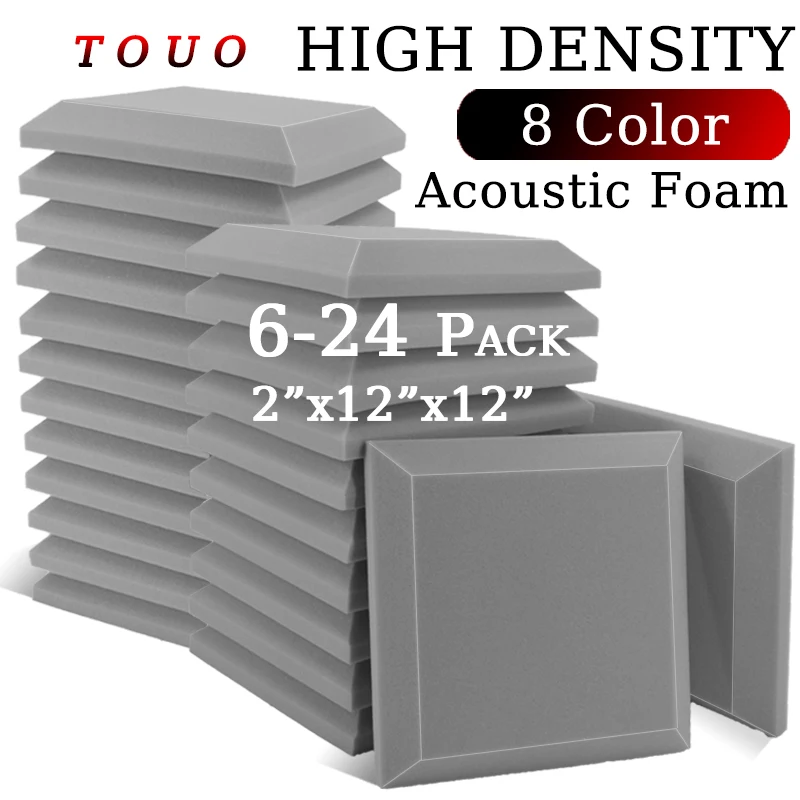 

TOUO 6/12/24 Pcs Acoustic Foam Studio Sound Foam High Density Sound Absorbing Panel Large Square Hypotenuse Noise insulation