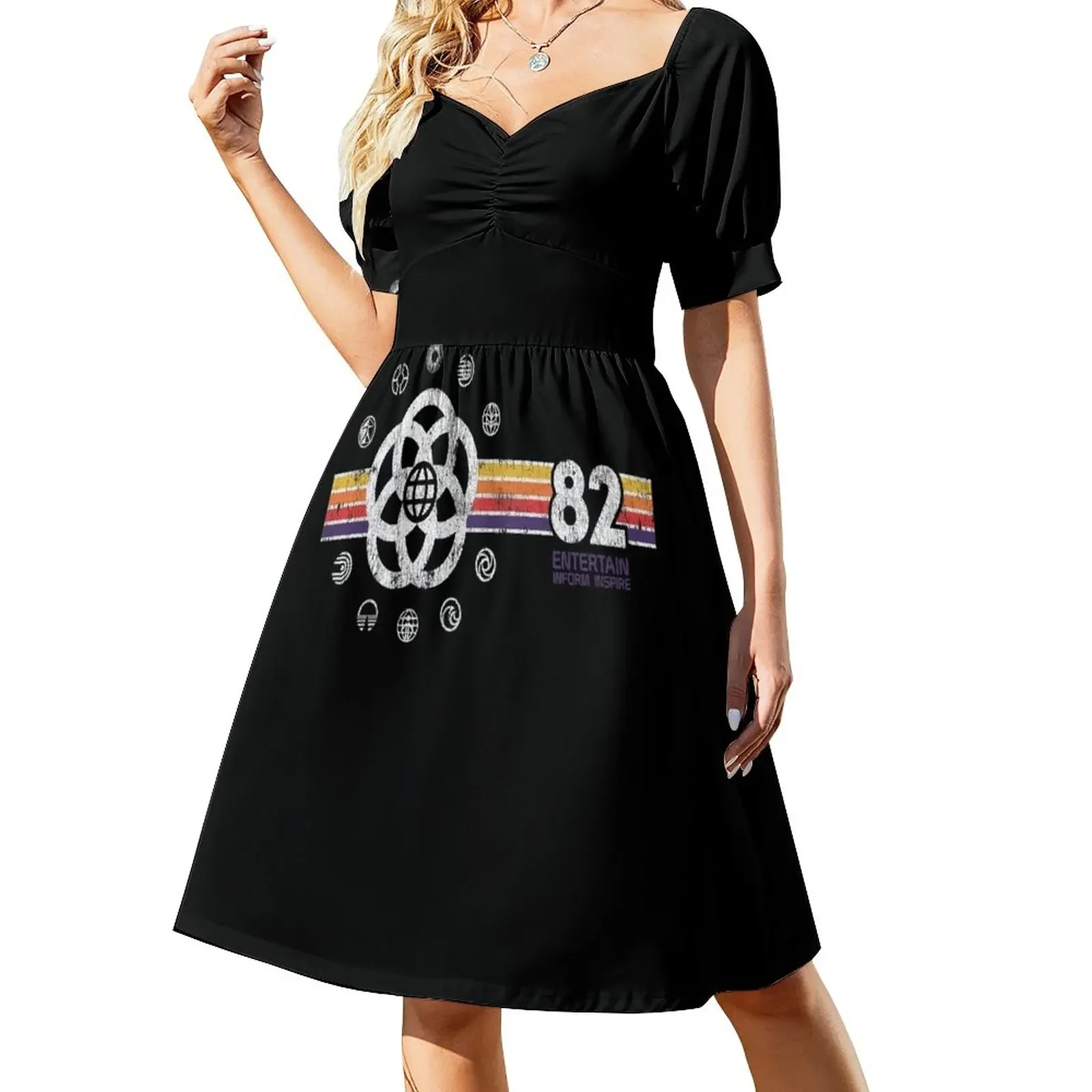 

EPCOT Center Vintage Style Distressed Pavilion Logos Short-Sleeved Dress luxury women's party dress evening prom Clothing