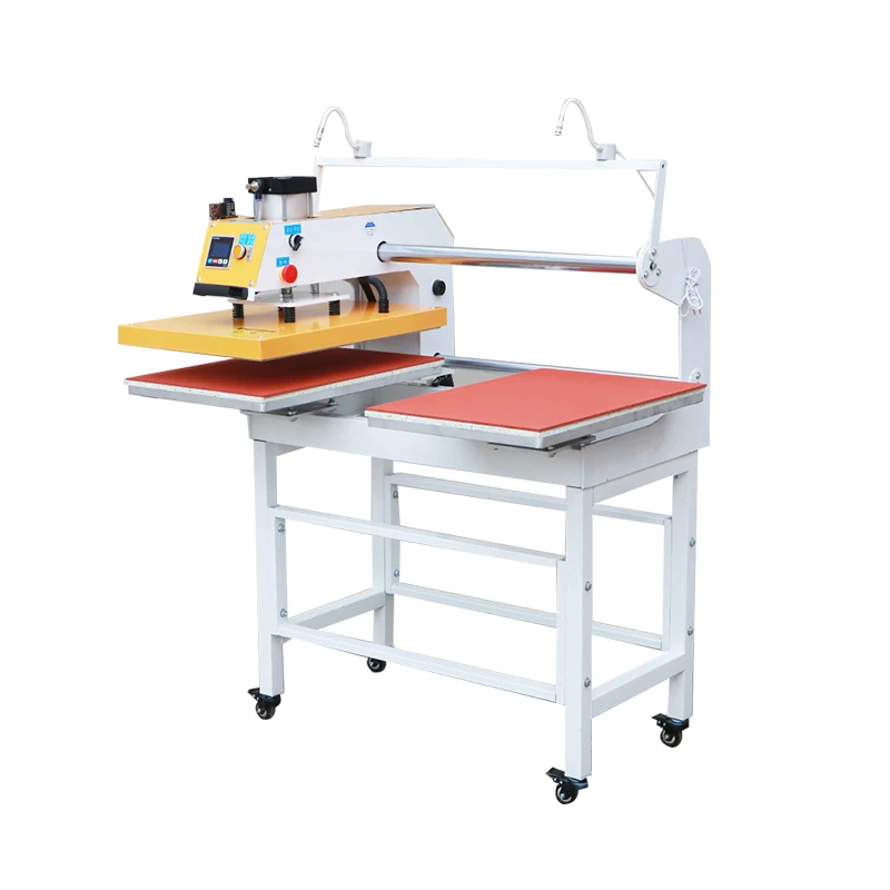 Semi Auto Heat Transfer Machine Double StationHeat Press Pneumatic T-Shirt Fabric Clothes Flatbed Electric Transfer Machine