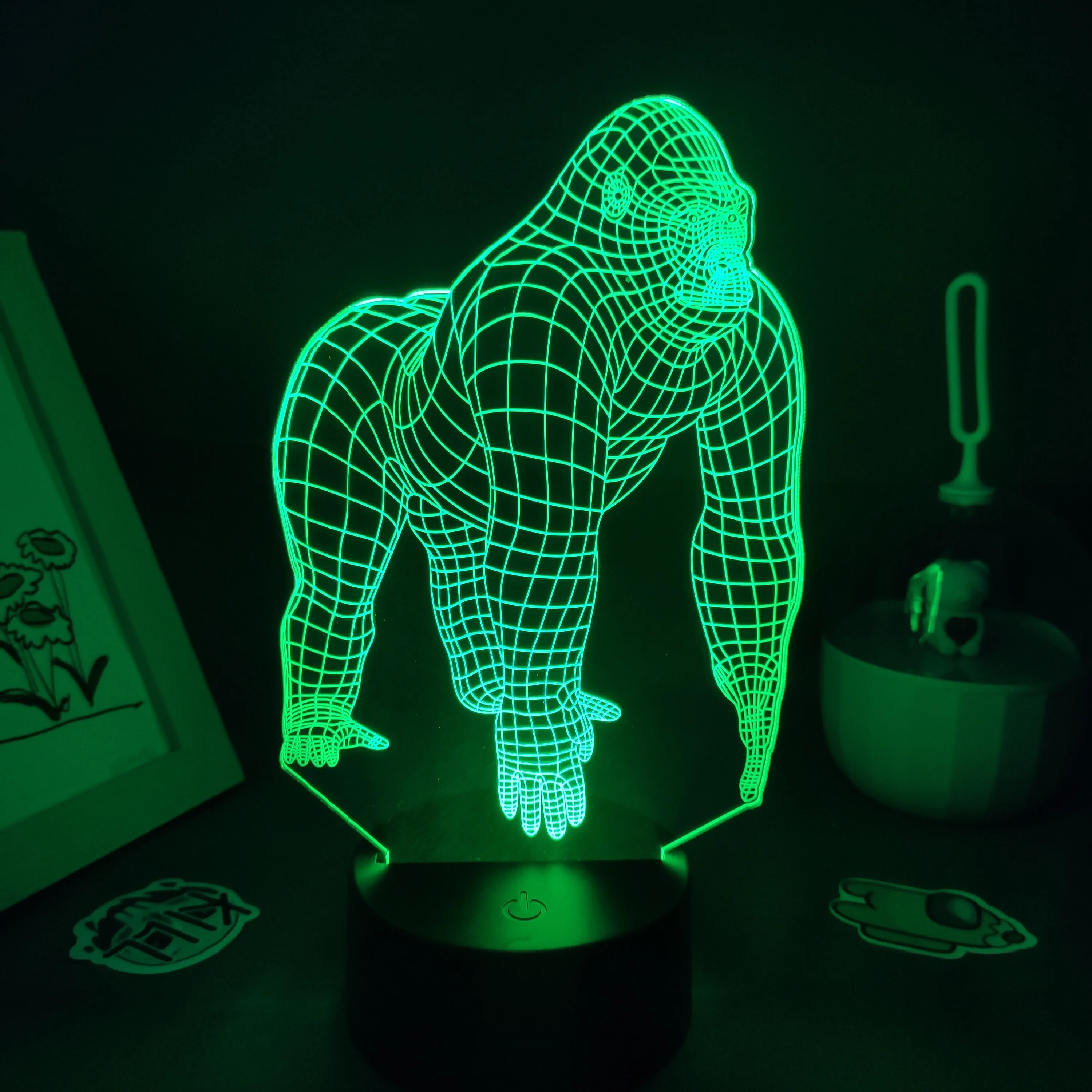 American Movie Titan 3D Lamp RGB Led Night Lights regali di compleanno colorati per gli amici camera da letto comodino Decor Animal Gorilla