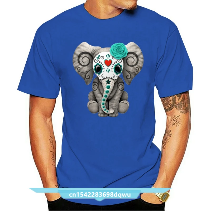 

Orange Interesting T Shirts Women Men New Tees Blue Day Of The Dead Sugar Skull Baby Elephant Funny Comic Cartoon T-Shirt Man