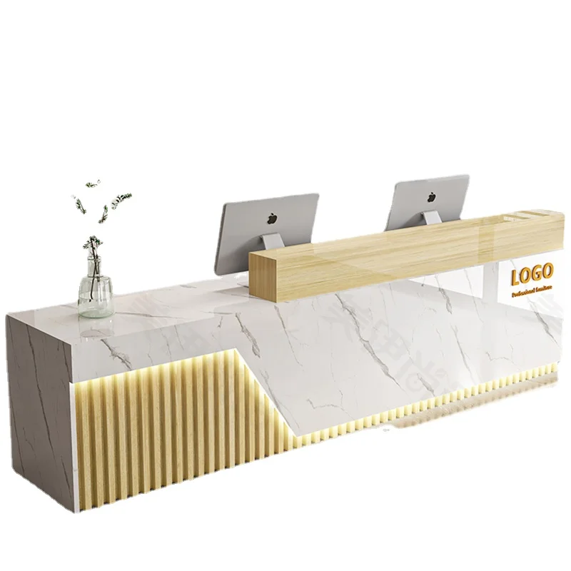 Illuminated Classic Reception Desks Stylish White Checkout Luxury Reception Desks Beauty Salon Mostrador Commercial Furniture