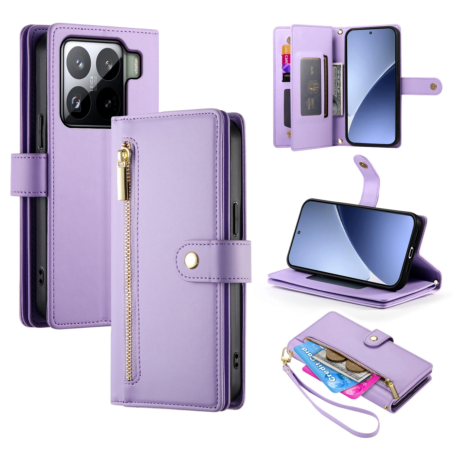 

Новый роскошный кожаный откидной чехол на молнии для Redmi Note 14 13 12 Pro Plus Redmi 12 13 13c 14c A3 K70 Xiaomi 14t 15 Pro Poco F