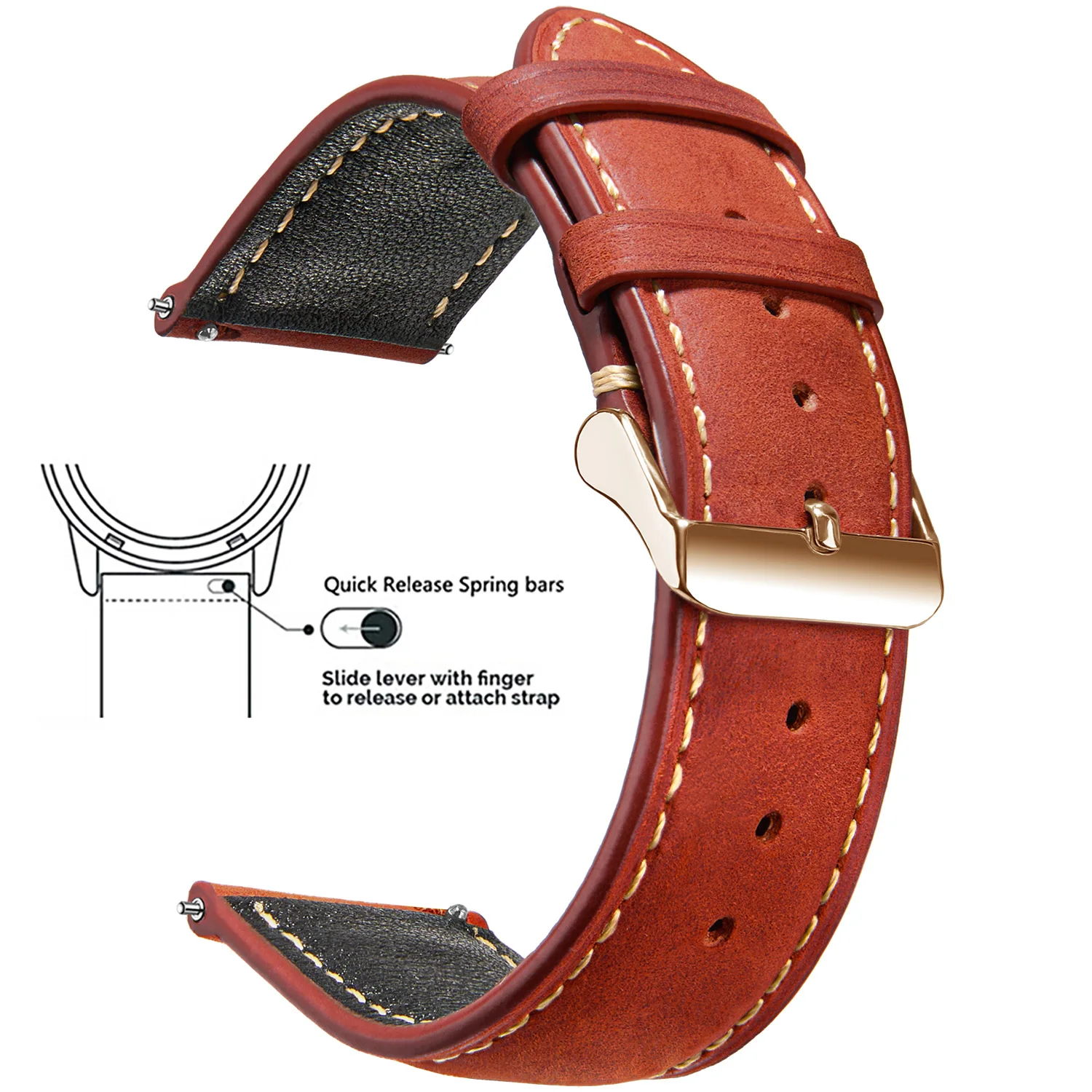 Wachs Vintage Schnellverschluss 14mm 16mm 18mm 20mm 22mm 24mm Echtleder Uhrenarmbänder für Männer Frauen Top Grain Leder Uhrenarmband