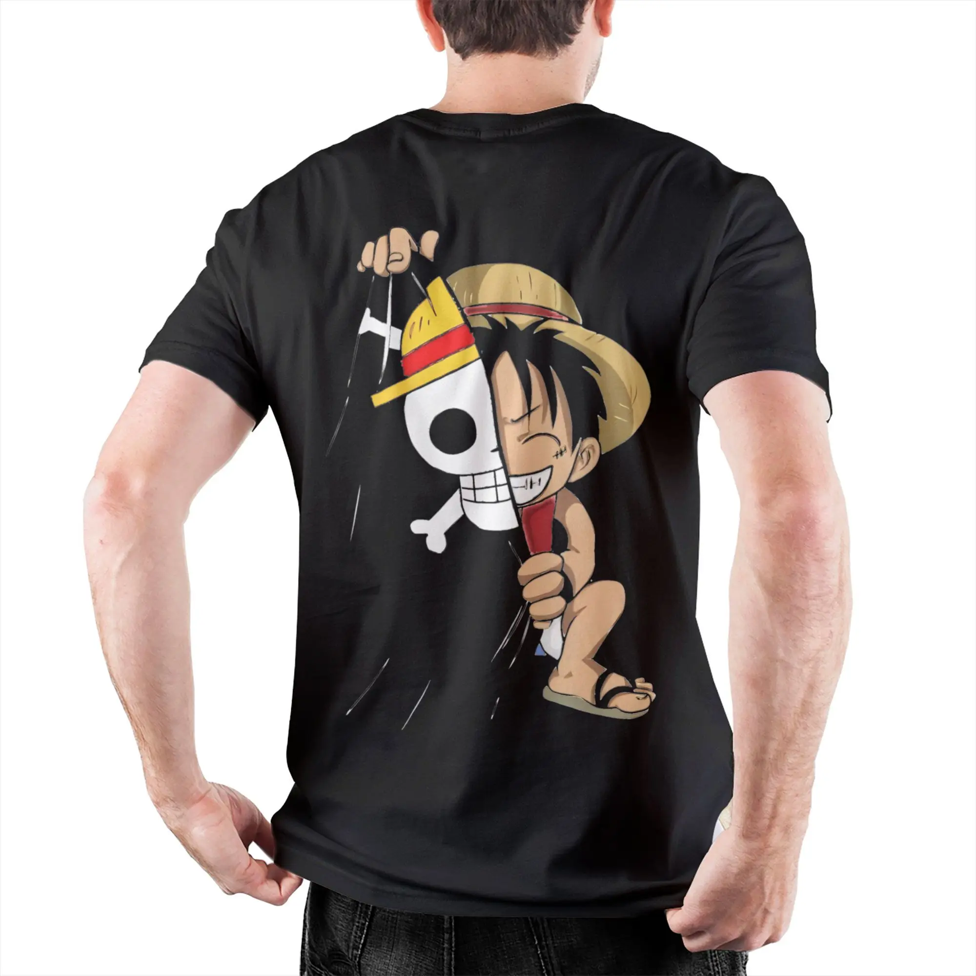 

Цельная футболка в стиле аниме для мужчин и женщин, хлопковый повседневный топ с короткими рукавами, летняя свободная уличная одежда с графическим принтом манги, одежда для косплея Y2k