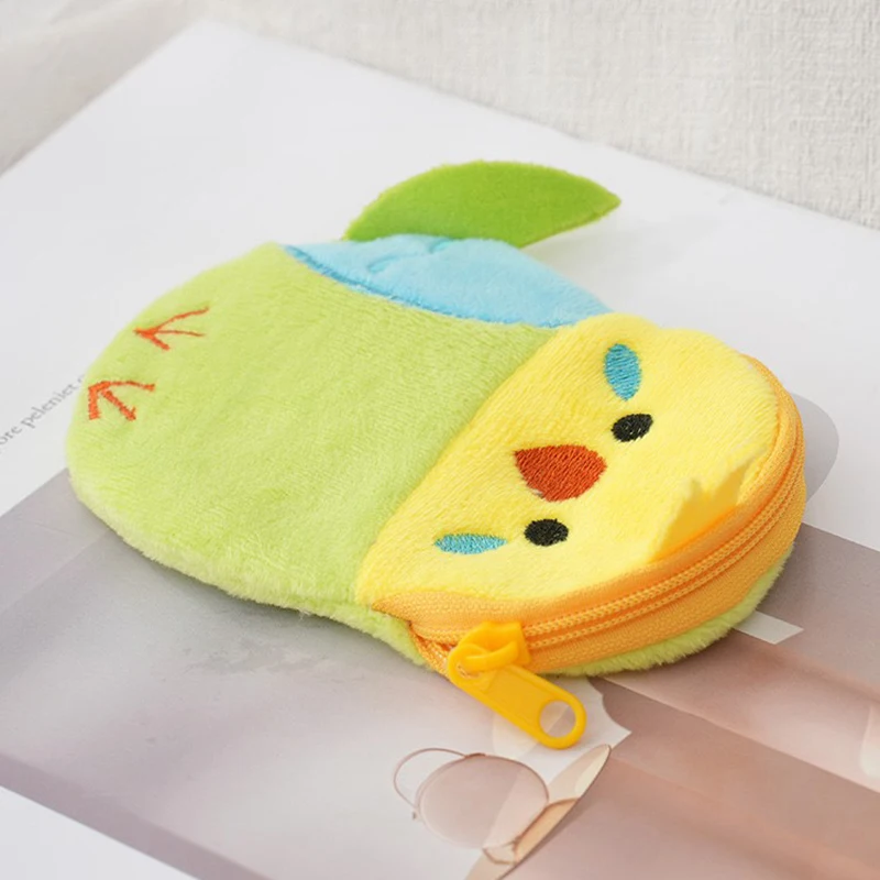 New Children\'s Plush Zero Wallet Pendant Wallet Bags Cartoon Parrot Small Bag Earphones Data Cable Storage Bag Accessories