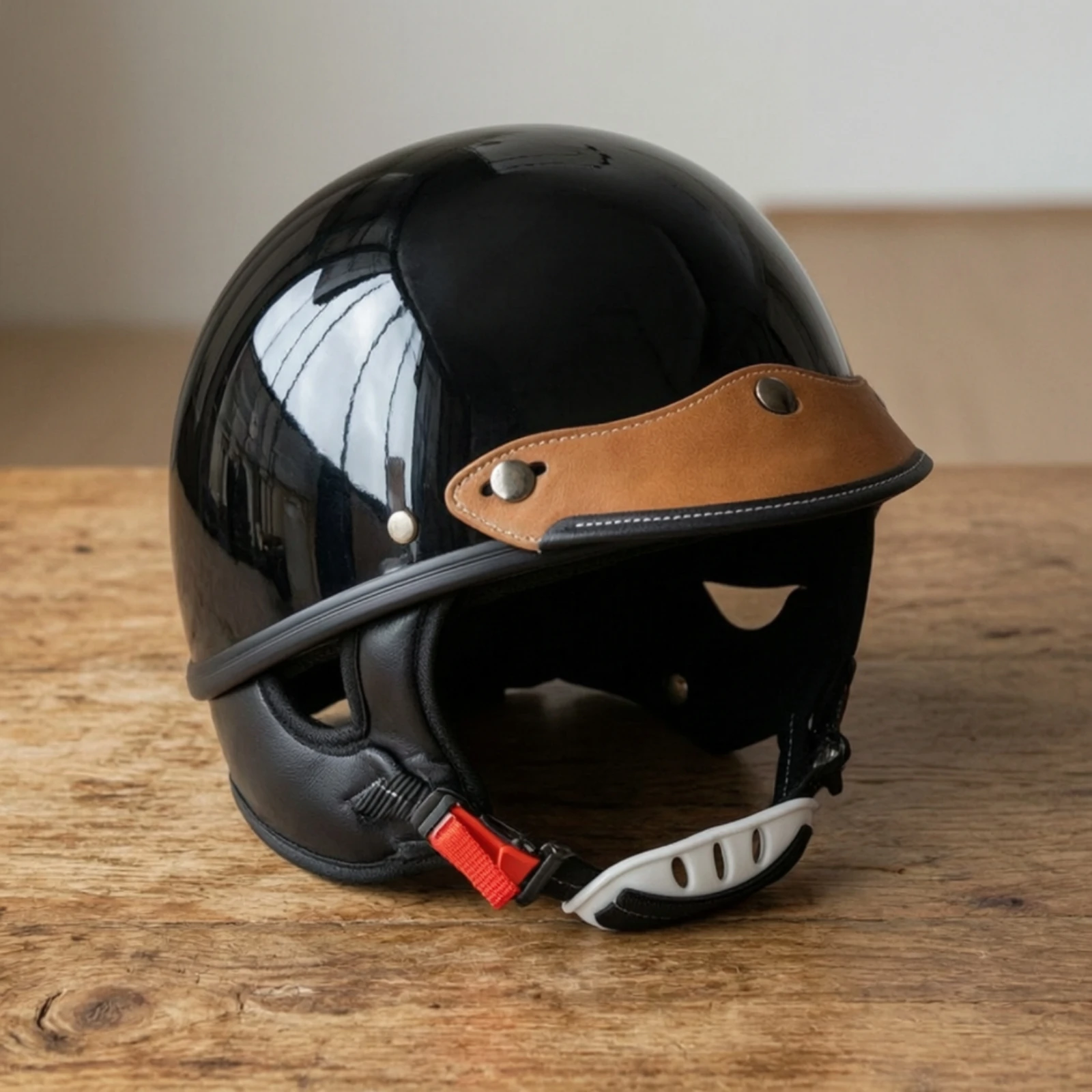 Leather Helmet Visor with Snaps Adjustable Motorcycle Helmet Visor with 3 Snaps Vintage Practical for Motorcyclists