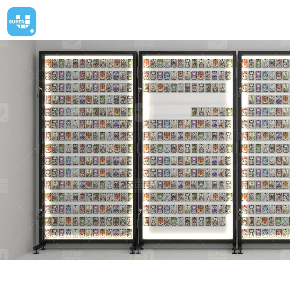 Custom Metal Frame Collectible Display Design Collectable Acrylic Game Cards Case Sports Trading Card Showcase With Led Lights