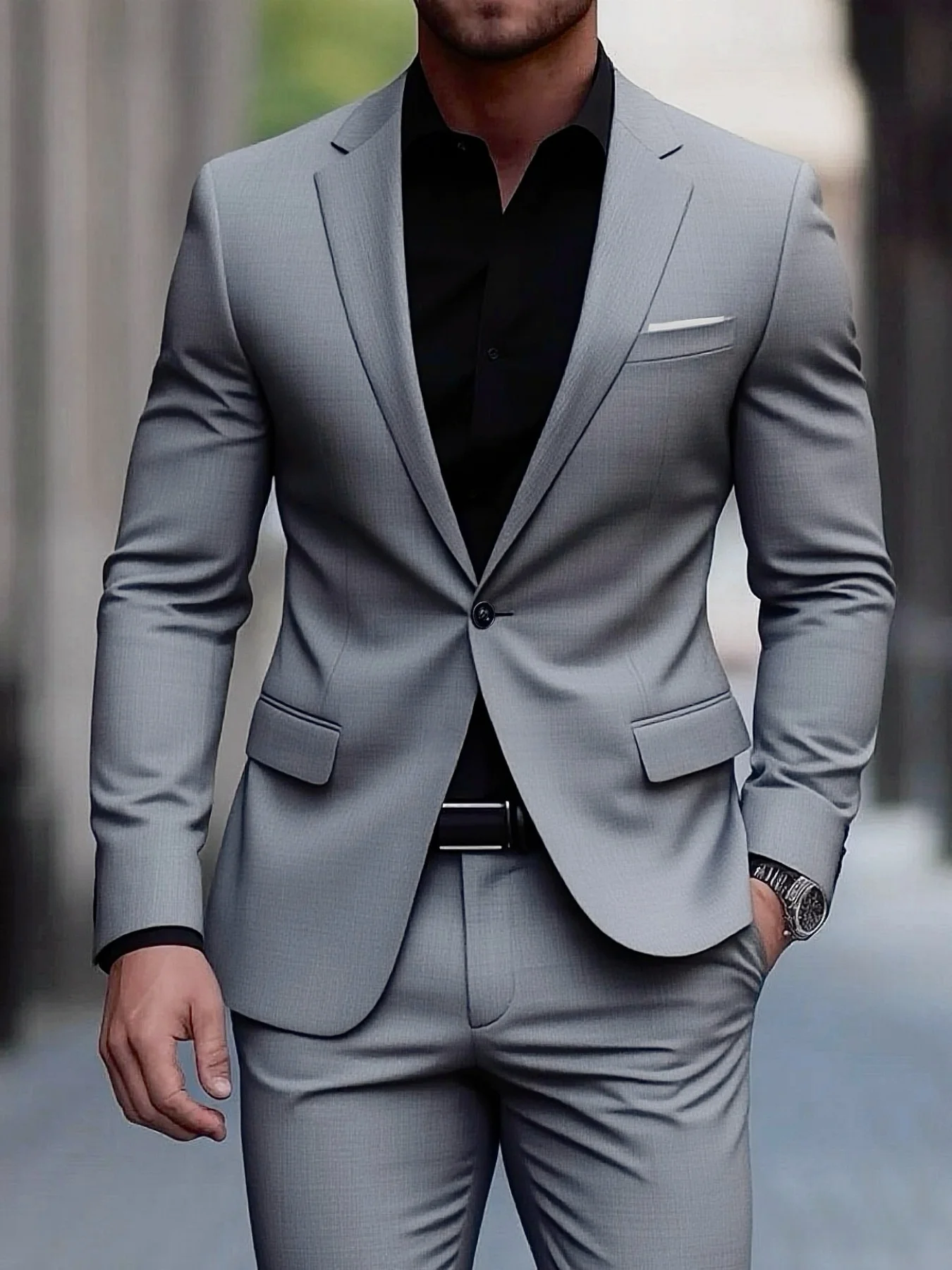 

2pcs Men's Gentleman Formal Suit Set, Jacket And Trousers, Premium Wear for Wedding, Party And Ceremony
