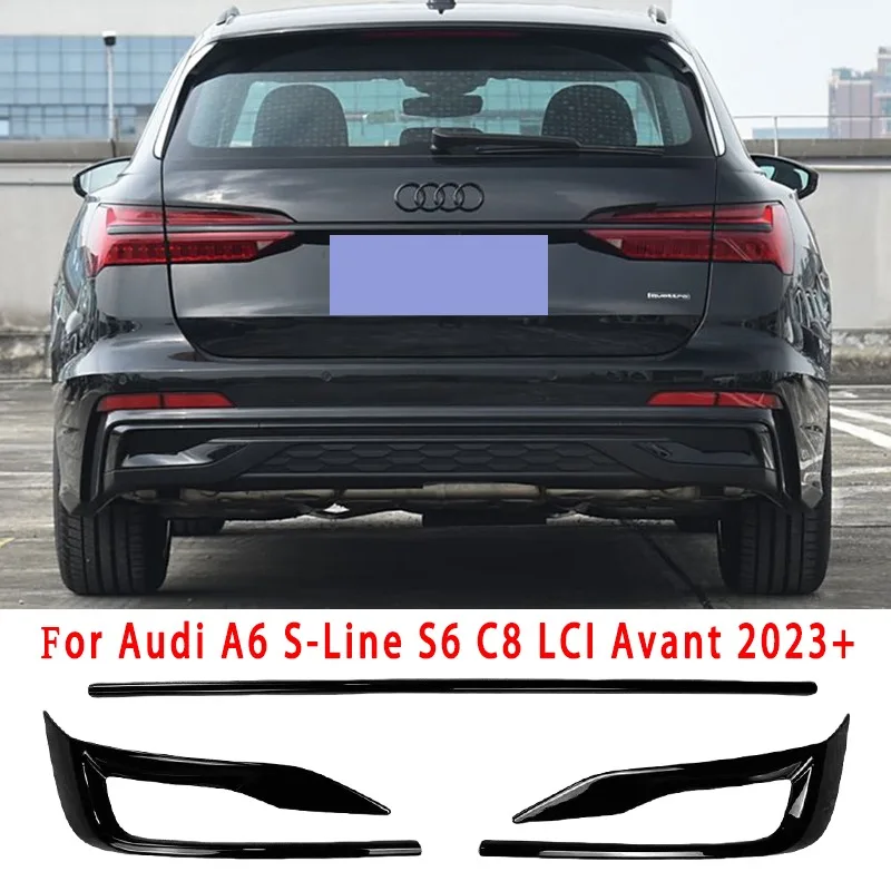 

Gloss Black Rear Bumper Rear Bumper Trim Strip for Audi A6 S-Line S6 C8 Facelift Avant 2023-2025 (Not for Sedan) Trim Tuning