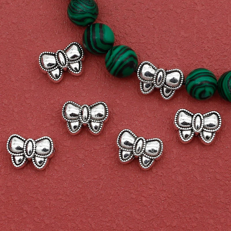 10pcs/lot Vintage Handicraft Bow-tie Model Loose Beads 12x8.5mm Women Earrings Necklace Bracelets Charms Spacers DIY Jewelrys