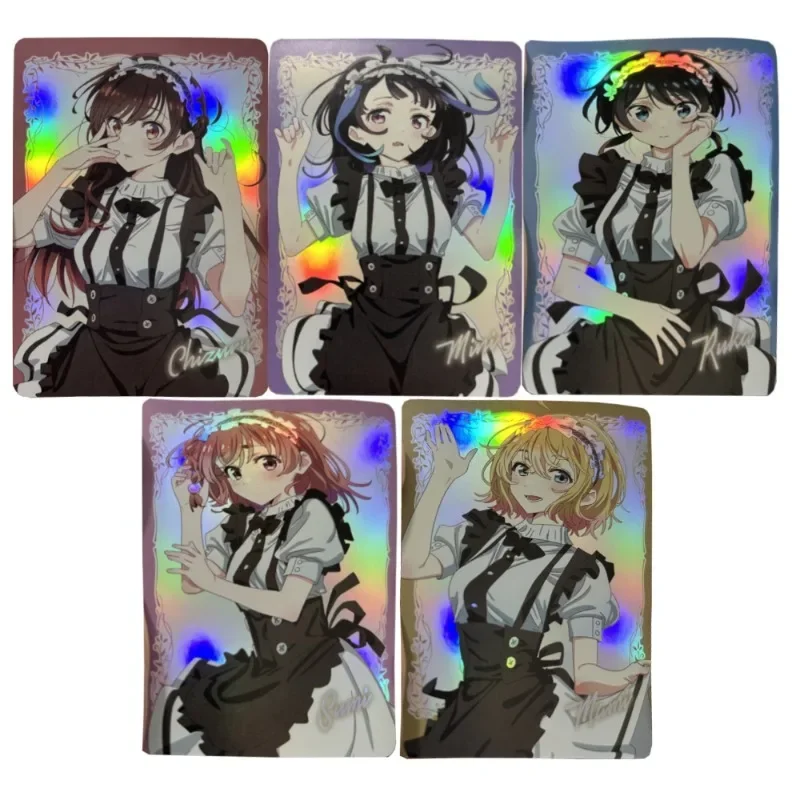 5pcs/set Rent-A-Girlfriend Ichinose Chizuru Asami Nanami Self Made Refraction Flash Card Anime Classics Game Collection Card Toy