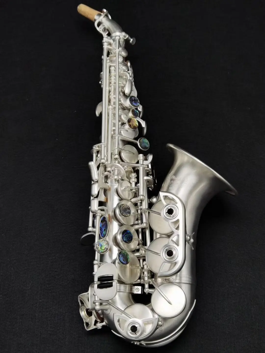 Japon SC9937 Original 1 :1 clé type saxophone soprano courbé B-plat plaqué Argent brossé Professionnel instruments de musique enfant