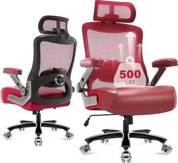 500lbs Büyük ve Uzun Ofis Koltuğu - Ağır Hizmet Yönetici Koltuğu, Ergonomik Fileli, Ayarlanabilir Bel Desteği ve Kafalık