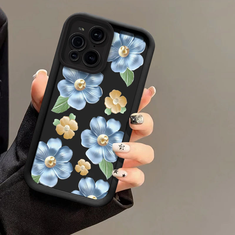 Casing Ponsel Pola Bunga Mewah untuk OPPO Find X8 X5 Pro X3 Lite F21 F17 Pro 5G F9 F19 Pro Plus Sampul TPU Matte Silikon Lembut