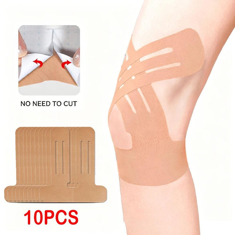 10 Stück Premium Kinesiologie-Tape, atmungsaktive, elastische Sportbandage für Knie, Kniescheibe und Muskelunterstützung, Laufen, Outdoor-Training