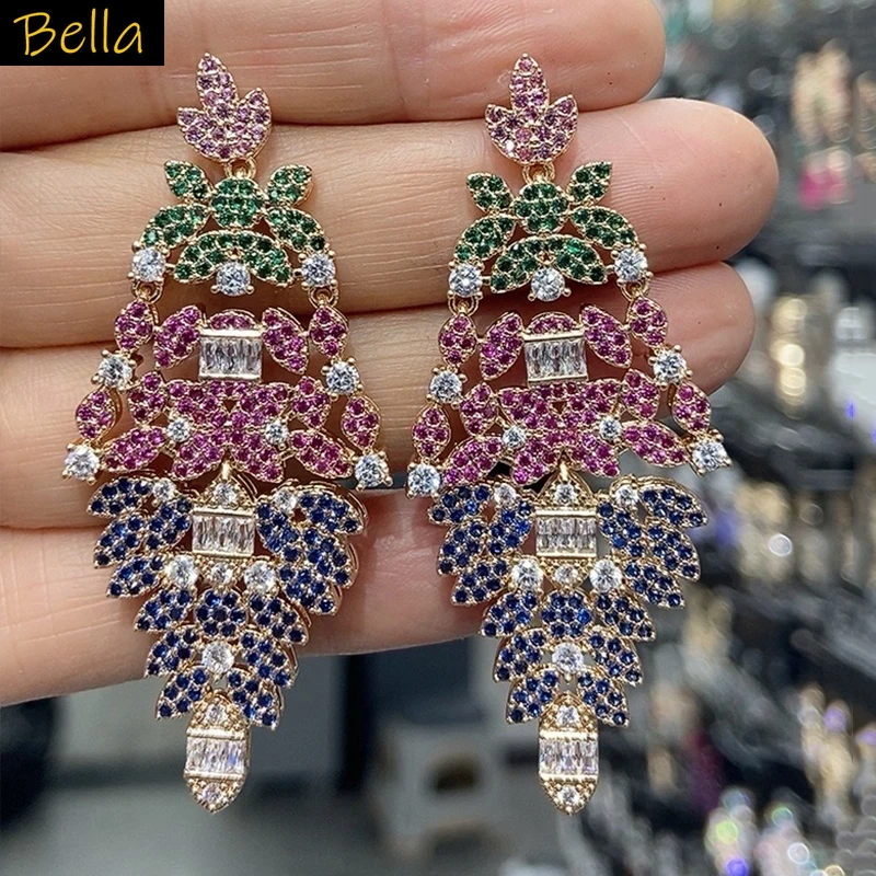 

cubic zirconia earrings for women plant leaf dangling earrings wedding dinner party jewelry shiny unique design