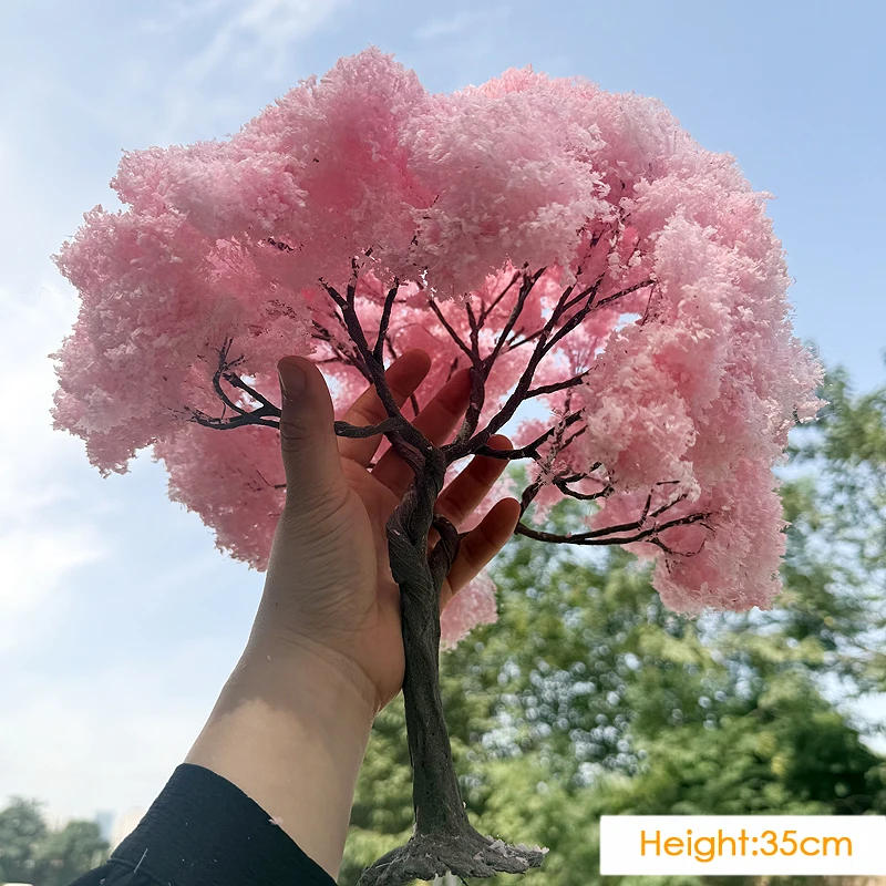 Simulation micro 35/40cm paysage fil cerisier avec base fait à la main faux arbre maison de poupée aménagement paysager bricolage